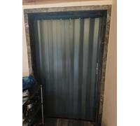 Porte Accordéon Interieur Porte de Sécurité Pliante en Métal pour Intérieur et Extérieur, Portail Séparation Gris Verrouillable Sans Perçage, Remplacement Panneaux Placard Joint(32x80in (81x203cm))