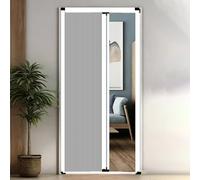 Porte Accordéon Interieur Porte Pliante Intérieure Rétractable en Accordéon, Sans Perçage Moustiquaires Coulissantes à Cadre en Aluminium 91x203 102x203 122x203(Grey,88x80in/223.5x203cm)