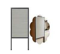 Porte Accordéon Interieur Porte Tambour en Panneau Non Tissé Gris, sans Perçage, Abattable pour Armoire de Cuisine ou Placard, Gain de Place, Porte Coulissante Poignée de Tirage(23x22in/58x56cm)