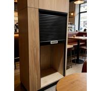 Porte Accordéon Interieur Portes de Cabinet à Enrouleur, Porte Coulissante Lames Flexibles pour Cuisine et Meubles, Kit Rail pour d'Armoire Magasin Enroulement Économiseur(85x80cm/33x31in)