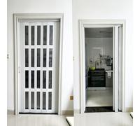 Porte Accordéon Interieur Portes de Séparation en PVC 203 210cm / Portes Intérieures Accordéon avec Fenêtre, Portes Pliantes pour Cuisine et Salle de Bain avec Effet Bois(White,84x96in(213.4x243.8cm))