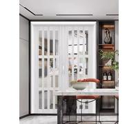 Porte Accordéon Interieur Portes Pliantes Coulissantes à Deux Battants pour Intérieur, Porte Accordéon en Aluminium et Acrylique pour Intimité pour Remplacement de Buanderie(249cmx203cm/98inx80in)