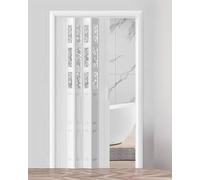 Porte accordéon pliante en accordéon en accordéon en acrylique/PVC pour salle de bain, chambre à coucher avec moustiquaire enroulable Blanc 142,2 x 203,2 cm