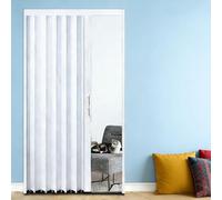 Porte accordéon Porte accordéon intérieure, Ensemble de portes coulissantes et pliantes rétractables Avec poignées et serrure double face, Installation facile(White,90x210cm/35.4x83in)