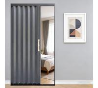 Porte accordéon Porte accordéon intérieure, Ensemble de portes coulissantes et pliantes rétractables Avec poignées et serrure double face, Installation facile(Gray,90x240cm/35.4x94.4in)