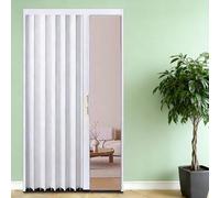 Porte accordéon Porte Accordéon Intérieure, Portes Coulissantes Escamotables En Métal, Avec Poignées Et Serrure Double Face, Ensemble De Porte Pliante Personnalisable(White,135x240cm/53.1x94.4in)