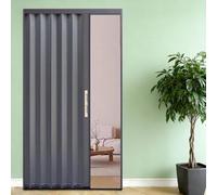 Porte accordéon Porte Accordéon Intérieure, Portes Coulissantes Escamotables En Métal, Avec Poignées Et Serrure Double Face, Ensemble De Porte Pliante Personnalisable(Gray,65x220cm/25.6x87in)