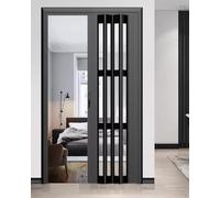 Porte accordéon, Porte accordéon Moderne Noire, Portes de Placard Pliantes à Panneaux coulissants avec Rail supérieur et poignée, Porte intérieure moustiquaire pour Garde-Manger ou Chambre,