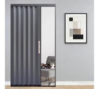 Porte accordéon Porte Accordéon Personnalisable, Porte pliante intérieure avec poignées et serrure double face, Portes divisées portable pour se ferme hermétiquement(Gray,78x80in(196x203cm))