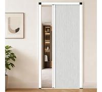 Porte accordéon Porte pliante accordéon intérieure sans perçage avec tissu cellulaire multifonctionnel, porte moustiquaire rétractable avec cadre en aluminium(W60in/152cm-h78in/200cm)