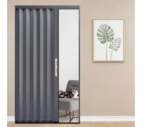 Porte accordéon Porte pliante sur rail, Porte de portes coulissantes escamotables en métal avec poignées et serrure double face, Portes accordéon personnalisable(Gray,70x200cm/27.5x79in)