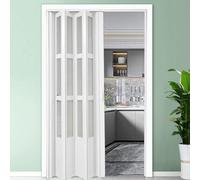 Porte accordéon, Portes accordéon en PVC, Porte coulissante Pliante Blanche de 23 à 80 Pouces pour Chambre, moustiquaire de Porte rétractable Multi-Plis sur Mesure pour Plus d'intimité, solu