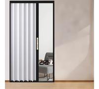 porte accordéon Portes Accordéon Verrouillables Intérieures Blanches/Grises, Hauteur 228 Cm - Porte Coulissante Pliante En Alliage D'aluminium Pour Cuisine/Buanderie/Chambre(White,173x228cm)