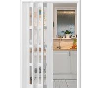 porte accordéon Portes Pliantes Intérieures En PVC, L 60 80 100 140 160 180 200 220 240 250 Cm - Isolée Du Froid Ou De L'air Chaud - Porte Accordéon Pour Chambre, Salon(White,245x215cm)
