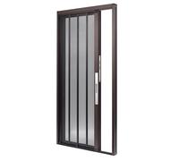 Porte accordéon, Tailles multiples verrouillables de Brown de cadre en aluminium de porte coulissante d'accordéon de pliage de maille(38x80in(97x203cm))