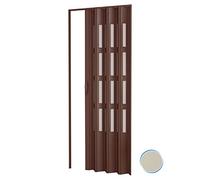 Porte accordéons pliante intérieur en kit avec verre en PVC Ivoire 1140 82x210 cm mod. Sonia