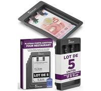 Porte Addition Restaurant Lot de 5 avec Pince Plateau Monnaie Polypropylène Incassable Lavable Porte Facture Anti Vent Terrasse Bar Organisation Événements Hygiénique Ultra Résistant Noir (Noir)