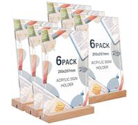 Porte Affiche A4 Présentoir A4: 6 Pièces Présentoir de Table A4, Presentoir A4 Transparente Acrylique, Porte Menu Restaurant, Support Menu, Chevalet de Table pour Menu, Mariage, Hôtel, Cadre Photo