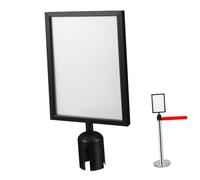 Porte-Affiche Vertical RéTractable En Acier Inoxydable, Cadre Noir a4 Pour Poteau De Guidage, IdéAl Pour aéRoports, Banques, HôTels, 12,59" X 8,66"