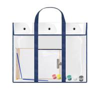 Porte-affiches pour le rangement, étui d'œuvres d'art, grand sac de rangement transparent avec poignée et poche pour artiste, dessin, dessin, croquis, projet, dossier, bleu, Refer to description
