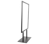 Porte-afficheur pour Table en Acier Inoxydable Noir Double Face | Insertion Latérale, Base Large et Lestée, Aspect Métallique Poli, pour Comptoirs de Restaurant et Accueil