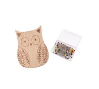 Porte-aiguilles en bois avec 100 épingles à coudre - Accessoires de couture - Porte-aiguilles - Cadeau - 5,5 x 8 x 1,5 cm - Hibou