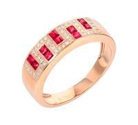 Porte Alliance Alliance en Or Rose 18 Carats Ruby Créé en Laboratoire Rangée de Forets avec Rubis Rouge et Diamant de 0,52 CT Taille Mise à Niveau 3.0 pour Épouse Action de Grâces Bijoux