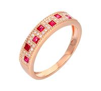 Porte Alliance Bague en 50 Or Rose 18 Carats Ruby Créé en Laboratoire Rangée de Forets avec Rubis Rouge et Diamant de 0,37 CT Solide Non Plaqué Populaire pour Mesdames Cocktail Bijoux