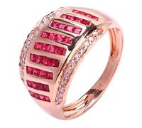 Porte Alliance Bague Femme 64 Or Rose 18 Carats Ruby Créé en Laboratoire Rangée de Forets avec Rubis Rouge et Diamant de 1,08 CT Solide Non Plaqué Mode pour Tante Graduation Bijoux