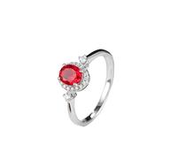 Porte Alliance Bague Fiançailles Femme Taille 60 Or Blanc 9 Carats Rubis de Laboratoire Ovale Classique à 4 Griffes de 1,2 CT avec Moissanite Ronde Moderne pour Sœur Anniversaire Bijoux