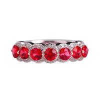 Porte Alliance Bague Homme 55 Or Blanc 18 Carats Ruby Créé en Laboratoire Forme Ronde avec Rubis et Diamant de 1,5 CT Taille Solide Non Plaqué Élégant pour Mesdames Nouvelle Année Bijoux