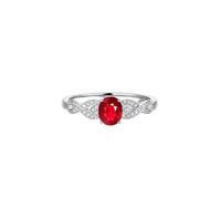 Porte Alliance Bague Rubis Femme Argent Or Blanc 14 Carats Au585 Bague Ovale à 4 Griffes avec Rubis et Diamant de 0,52 CT Taille Solide Non Plaqué Moderne pour Sœur Fête Des Mères Bijoux