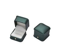 Porte Alliance Mariage Boîte à bijoux for bagues, 5,8 x 5,8 x 4,5 cm, or rose, bleu, vert et blanc, avec boucle couronne, for mariage(Deep green)