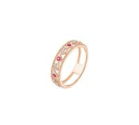 Porte Alliance Ruby Bague Or Rose 14 Carats Au585 Creux avec Rubis et Diamant Taille Solide Non Plaqué Mise à Niveau 3.0 pour Sœur Fiançailles Bijoux