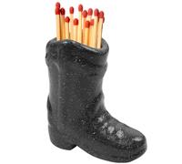 Porte Allumette pour Botte, Porte-Allumette de Cowboy Mignon, Stand D'Allumettes avec GâChe, Support D'Allumettes en CéRamique pour Cuisine, Salle de Bain, Décoration IntéRieure (Noir)