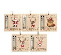 Porte-Argent de Noël pour espèces 5pcs 5pcs en Bois Suspendu Ornements d'arbre de Noël avec Corde et Trou traque équipés pour chèques en espèces