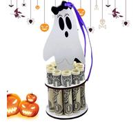 Porte-Argent d'halloween, Clip en espèces fantômes en Bois, Support de Devise Festif, de Vacances décoratif pour Chambre, Bureau, Affichage de fête, Truc ou réglage de la Table de Table