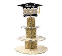 Porte-argent pour remise des diplômes - Présentoir de billet multi-niveaux 2025, décoration de table élégante en noir et or, design robuste pour cartes artisanales, pièce maîtresse de fête pour