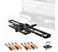 Porte-attelage de Moto, Support d'attelage de Moto, avec Rampe de Chargement, Sangles a Cliquet, Porte-Bagages de Moto Robuste - Charge Maximale 226 Kg