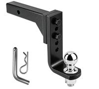 Porte-attelage réglable en hauteur, avec support enfichable de 5 cm et boule de remorque de 50 mm, réglable en hauteur sur 5 positions, charge de remorquage jusqu'à 4000 kg, acier avec revêtement
