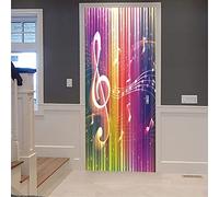 Porte Autocollant Sticker Mural 3D Rayures Colorées De Symbole De Musique 90 X 210 Cm Porte Autocollant Pour Chambre Salon Cadeau Art Pvc Étanche Decal Porte Wrap - Photos De Porte - Peintures Murale