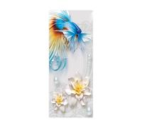 Porte Autocollants 3d Papier Peint Fleurs Poisson rouge L90 x H210cm Stickers De Porte 3D Sticker Porte PVC Imperméable pour Décoration Mur Salon Cuisine Chambre Salle