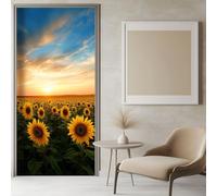 Porte Autocollants 3d Papier Peint Nature Tournesol Sticker Porte Poster pour Salon Chambre Décoration De La Maison, Jaune PVC Imperméable Stickers Muraux 83x204 cm
