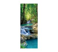 Porte Autocollants 3d Papier Peint Rivière forestière L77 x H200cm Stickers De Porte 3D Sticker Porte PVC Imperméable pour Décoration Mur Salon Cuisine Chambre Salle