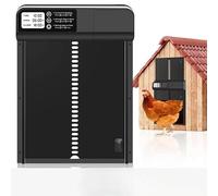 Porte Automatique Poulailler avec Écran LCD Programmable Étanche,Porte poulailler Automatique avec Protection Anti-pincement, Minuterie, et Alerte de Batterie Faible (Noir)