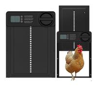 Porte Automatique Poulailler en Aluminium-avec Écran LCD Programmable Étanche-Commande de Minuterie-Fonction Anti-pincement-Noir