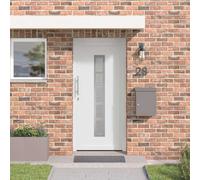 Porte avant - Blanc - 88 x 200 cm - En PVC durable - Avec insert en verre - Porte extérieure moderne pour maison et foyer - Résistante aux intempéries