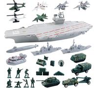 Porte Avions,Maquette de Bateau Militaires Cuirassés Jouets avec VéHicules Militaires,HéLicoptères et Navires,igurines Militaires,Set Militaire pour GarçOns Filles