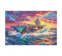 Porte-Avions sur la mer au Coucher de Soleil 1000 Pieces Casse-tête Collectionneur en Carton Anti-Déchirure Haute Difficulté Décoration Murale Collection Cadeau Noël Qualité Premium 1000 PCS