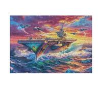 Porte-Avions sur la mer au Coucher de Soleil 300 Pièces Puzzle Collectionneur en Carton Anti-Déchirure Haute Difficulté Motif Complexe Décoration Murale Collection Cadeau Premium 300 PCS
